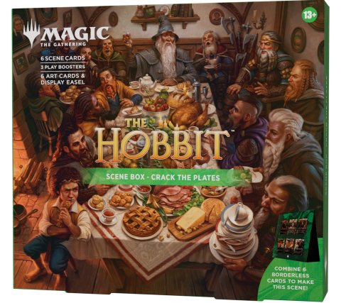 Magic: The Gathering | The Hobbit Scene Box | 6 Foil Borderless Scene Cards, 6 Art Cards, 3 Play Boosters + Display Easel Per Kit