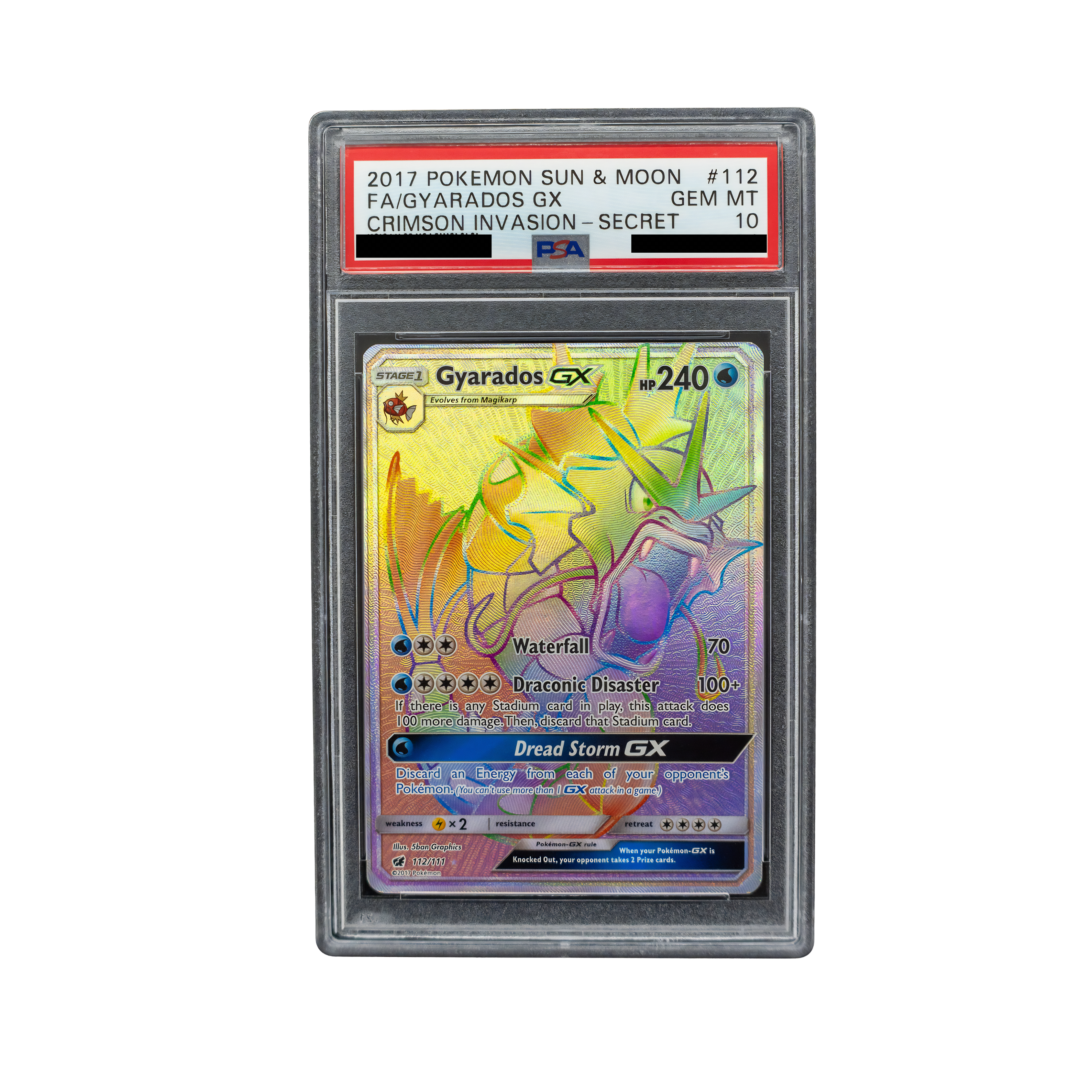 2017 Gyarados GX #112 Crimson Invasion English - PSA 10 PSA graded slab