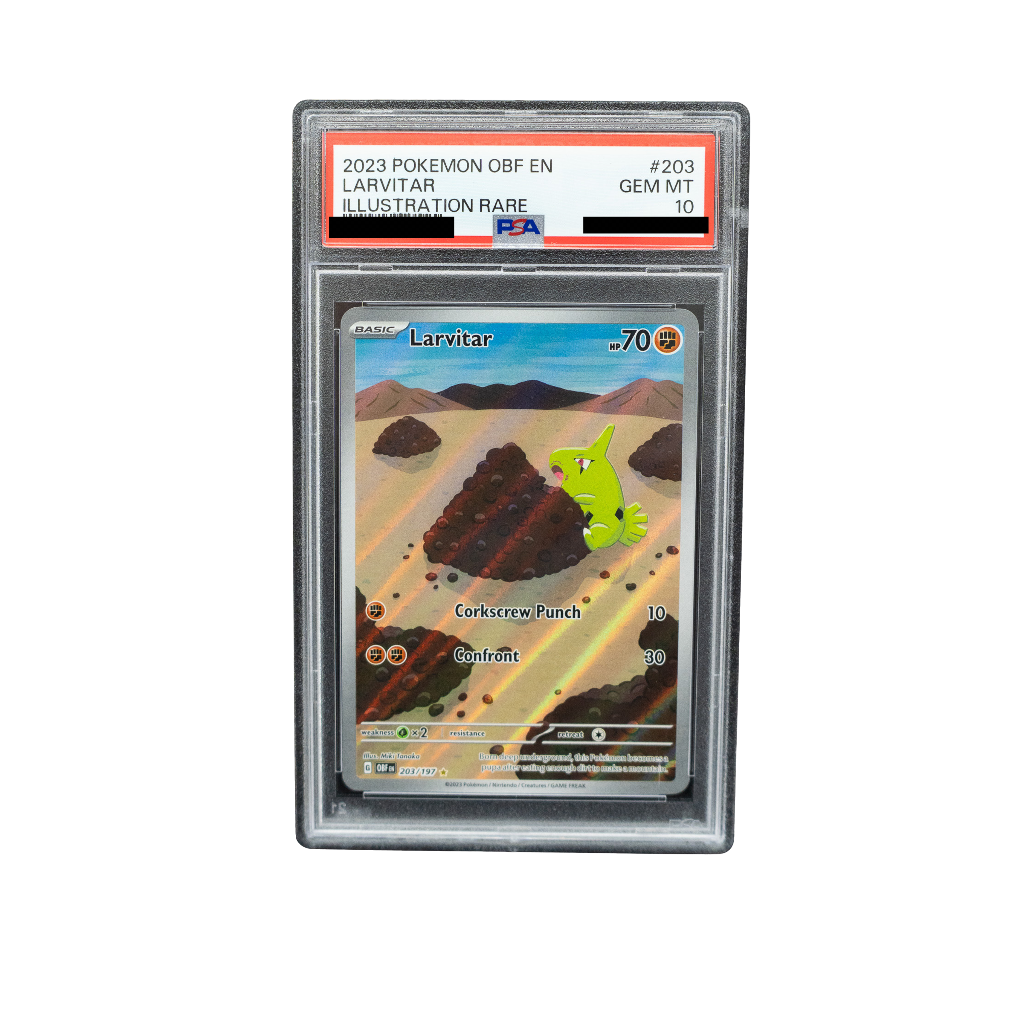 2023 Larvitar #203 Obsidian Flames English - PSA 10 PSA graded slab