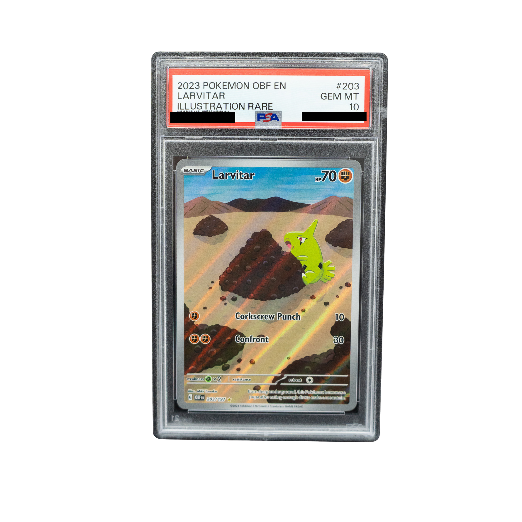 2023 Larvitar #203 Obsidian Flames English - PSA 10 PSA graded slab