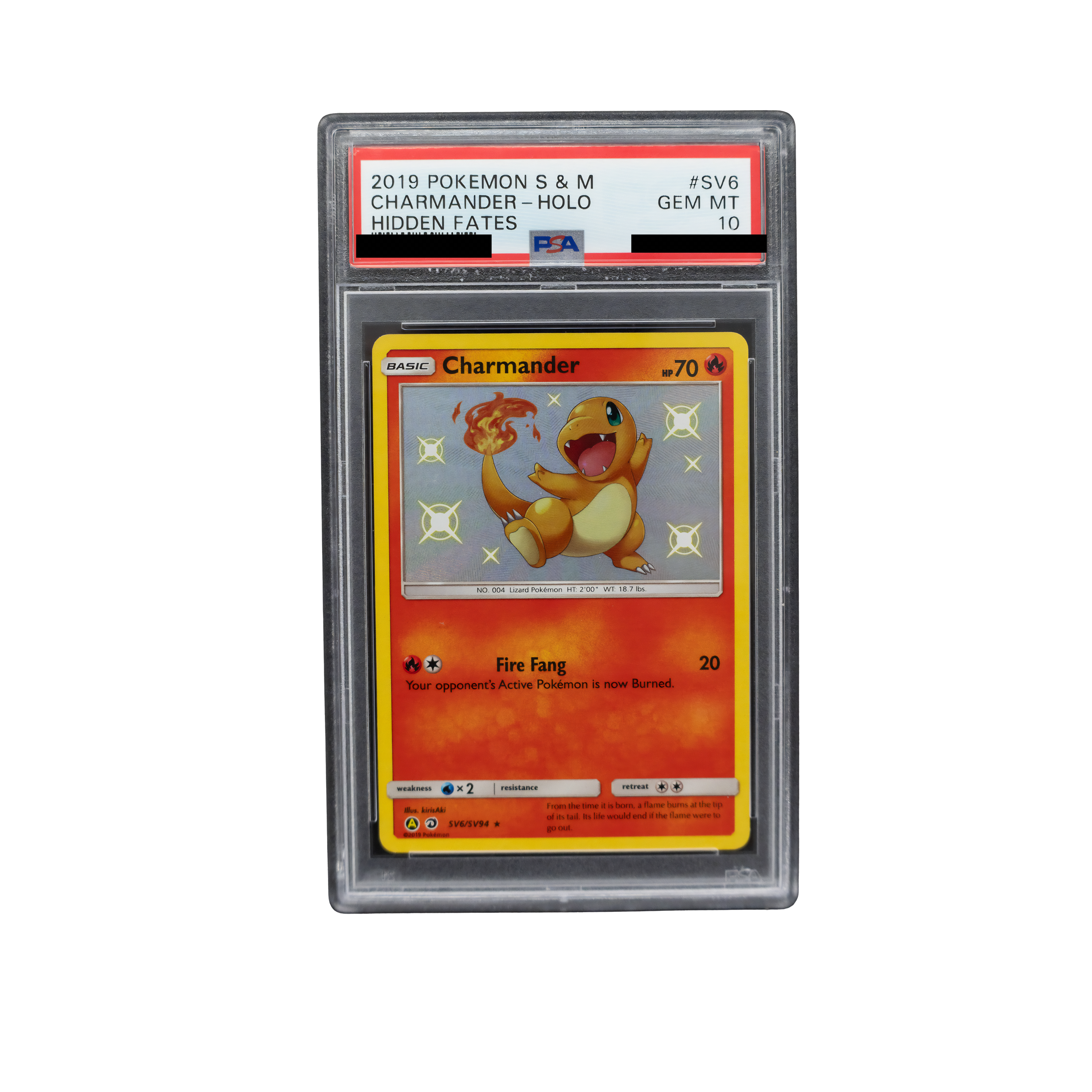 2019 Charmander - Holo #SV6 Hidden Fates English - PSA 10 PSA graded slab