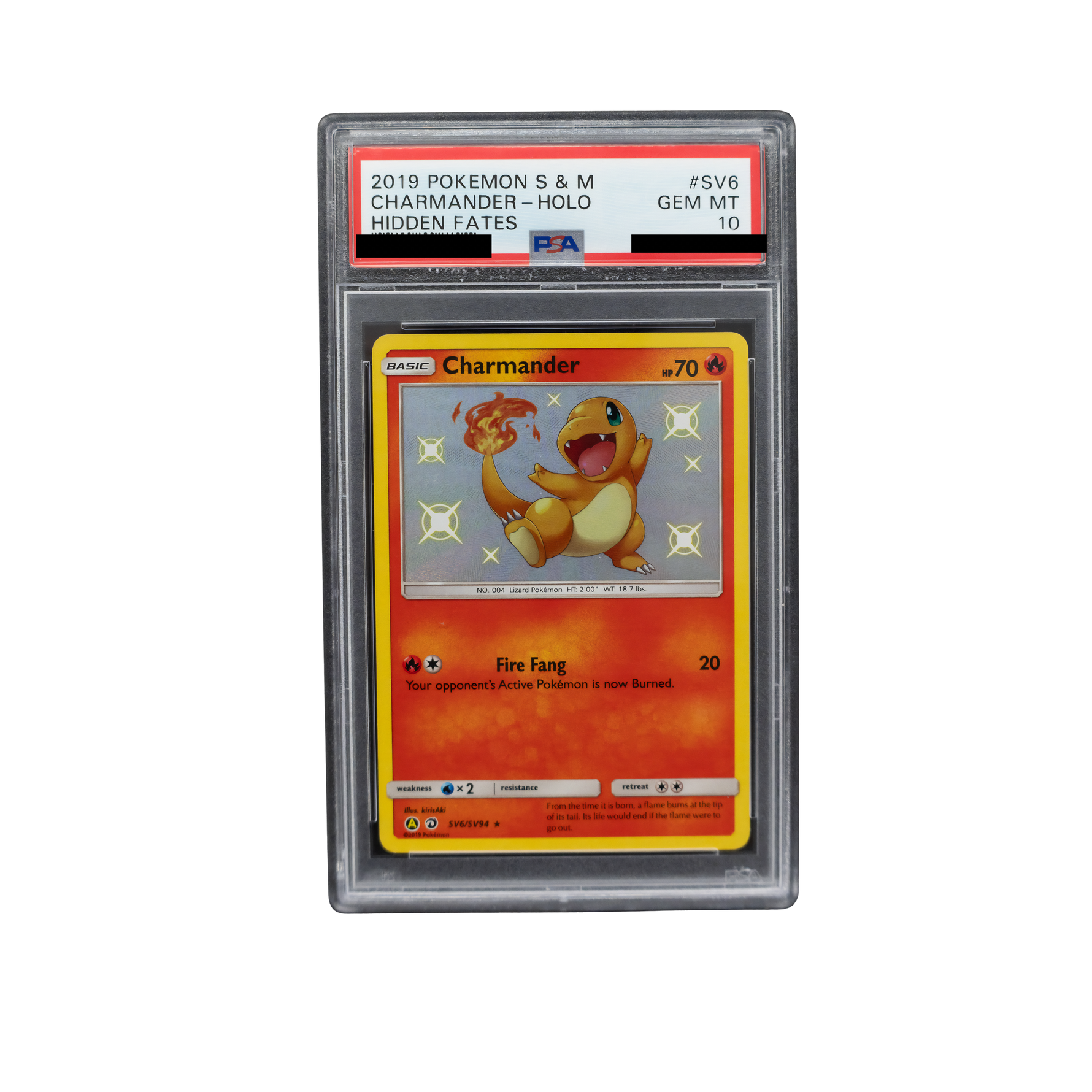 2019 Charmander - Holo #SV6 Hidden Fates English - PSA 10 PSA graded slab