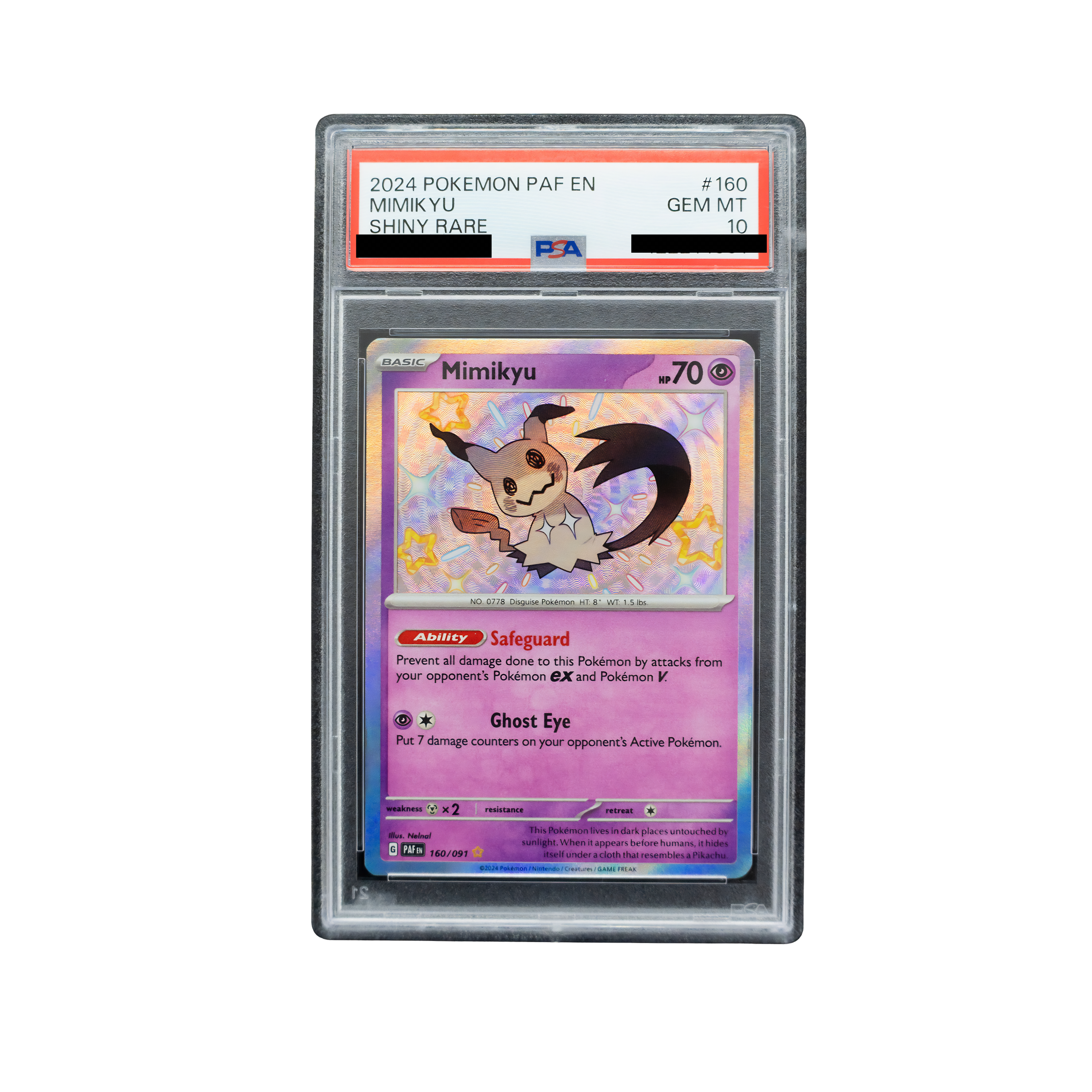 2024 Mimikyu #160 Paldean Fates English - PSA 10 PSA graded slab